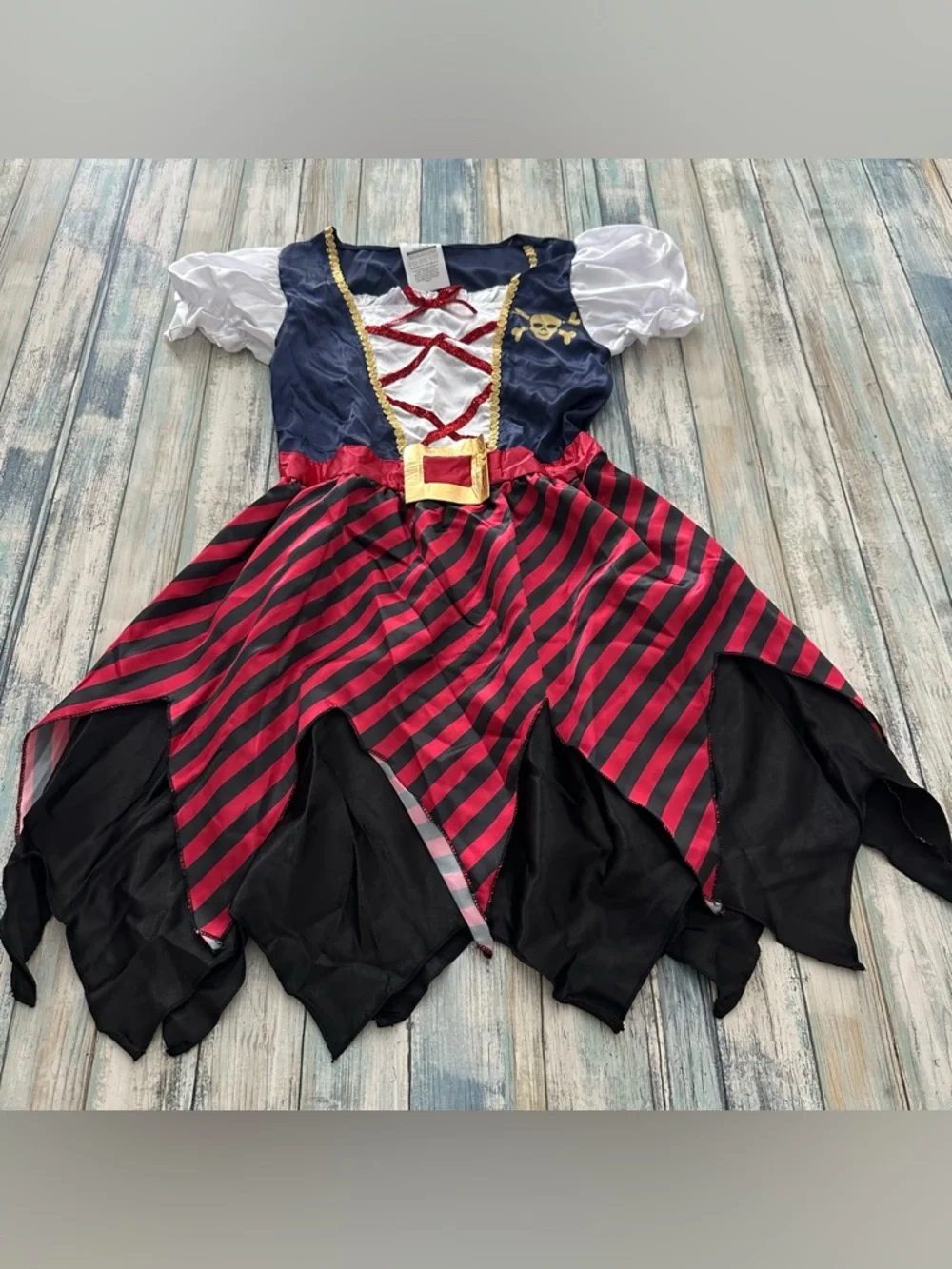 Kids Pirate Costume Girls LARGE Buccaneer Princess Halloween Dress Up Set